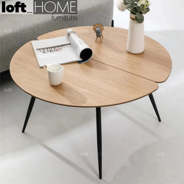 Industrial wood coffee table valboard round color swatches.