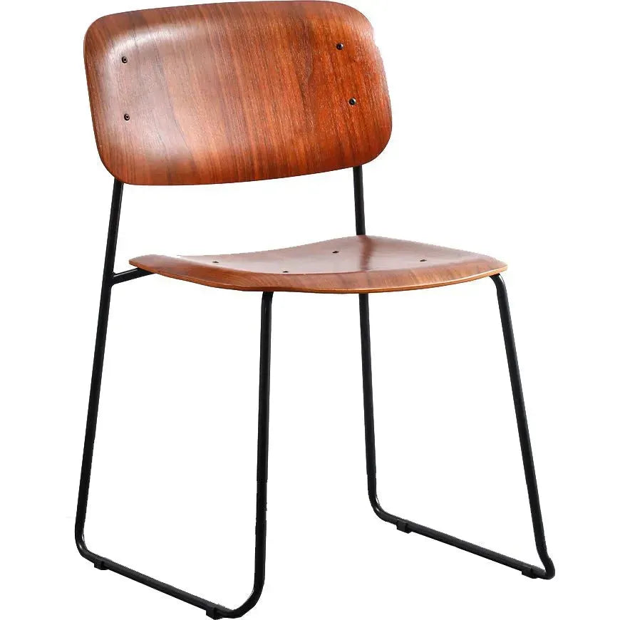 Industrial wood dining chair tambo in white background.