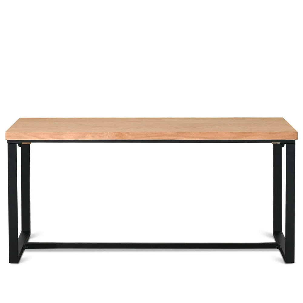 Industrial wood dining table classic oak in white background.