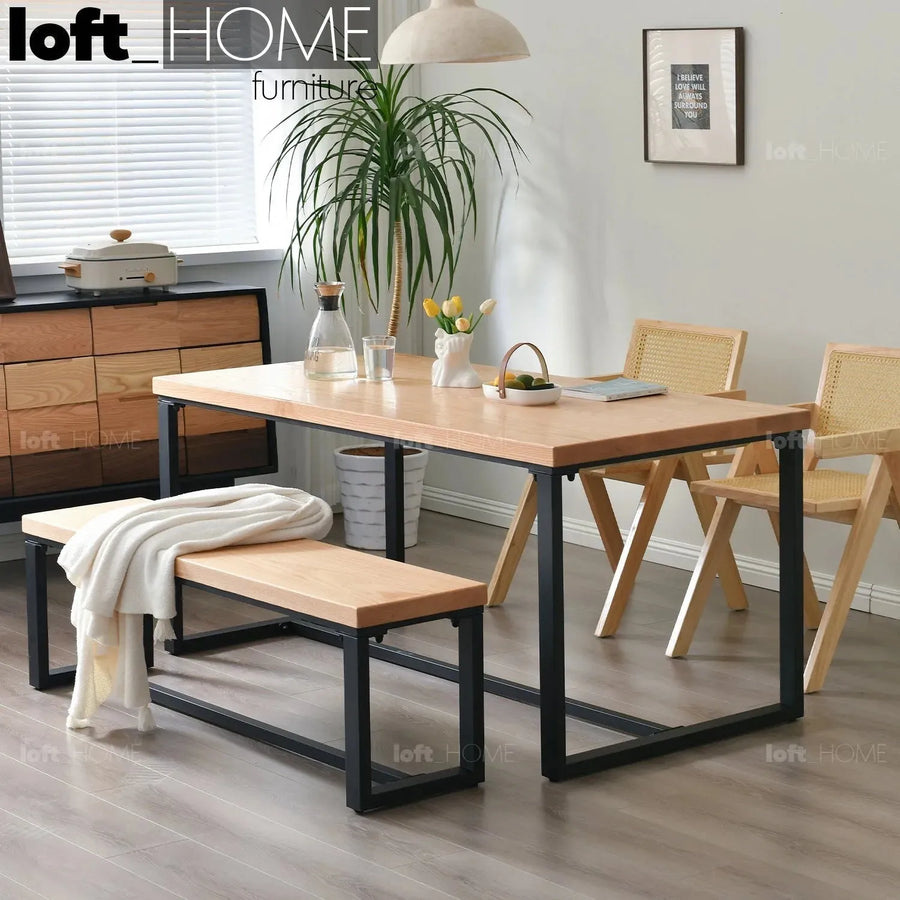 Industrial wood dining table classic oak primary product view.