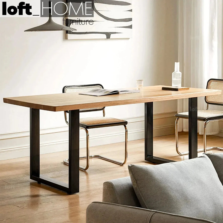 Industrial wood dining table sage primary product view.