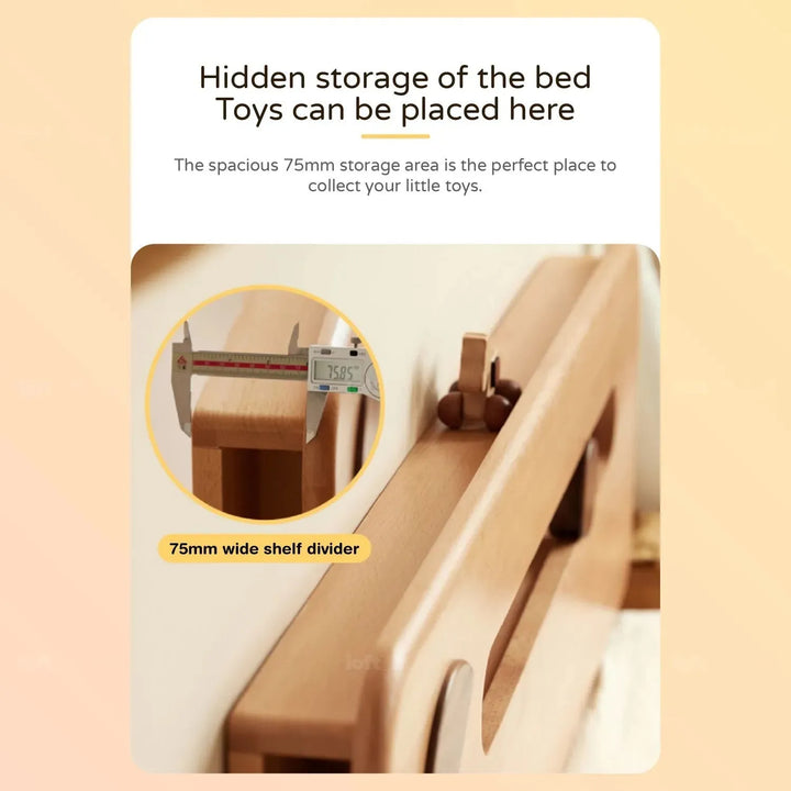 Scandinavian wood kids bed pacman in still life.