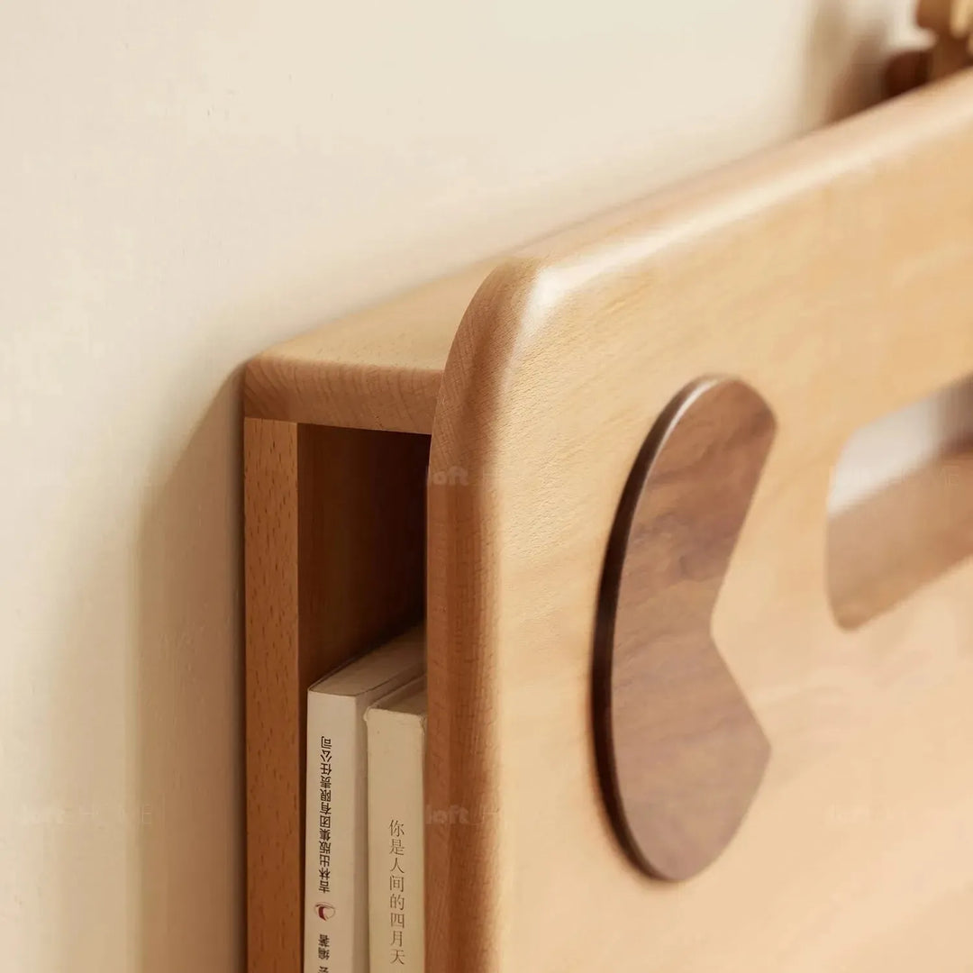 Scandinavian wood kids bed pacman with context.
