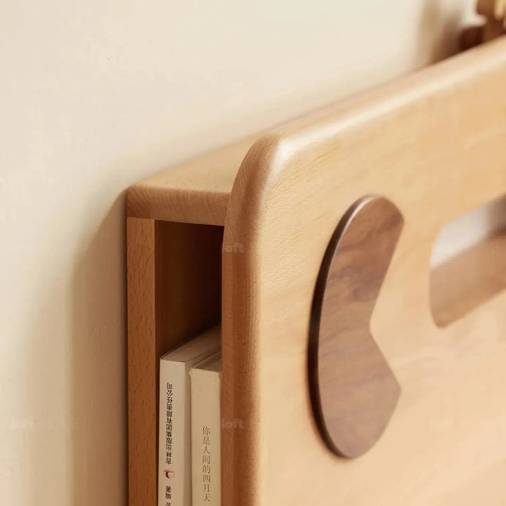 Scandinavian wood kids bed pacman with context.