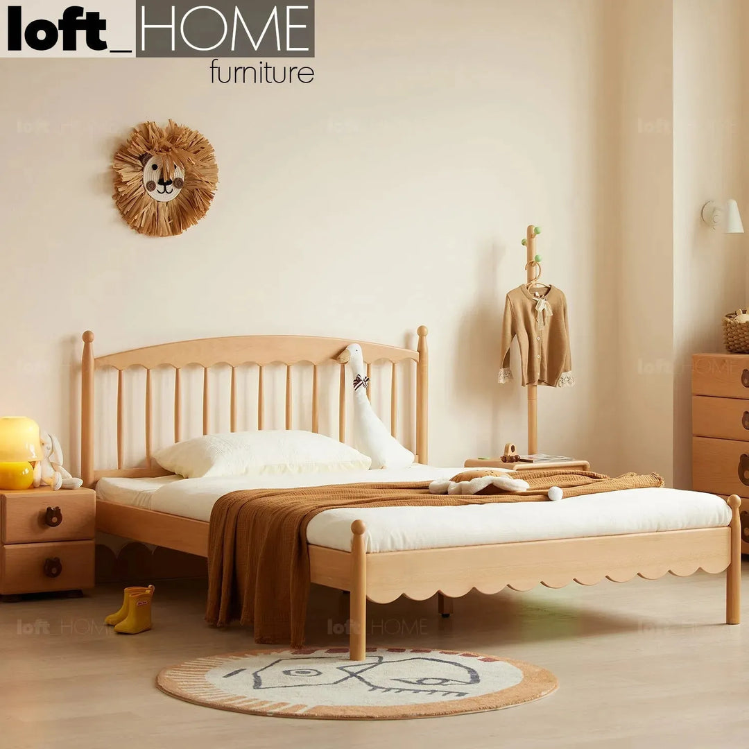 Scandinavian wood kids bed winsor primary product view.