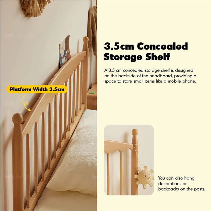 Scandinavian wood kids bed winsor in still life.