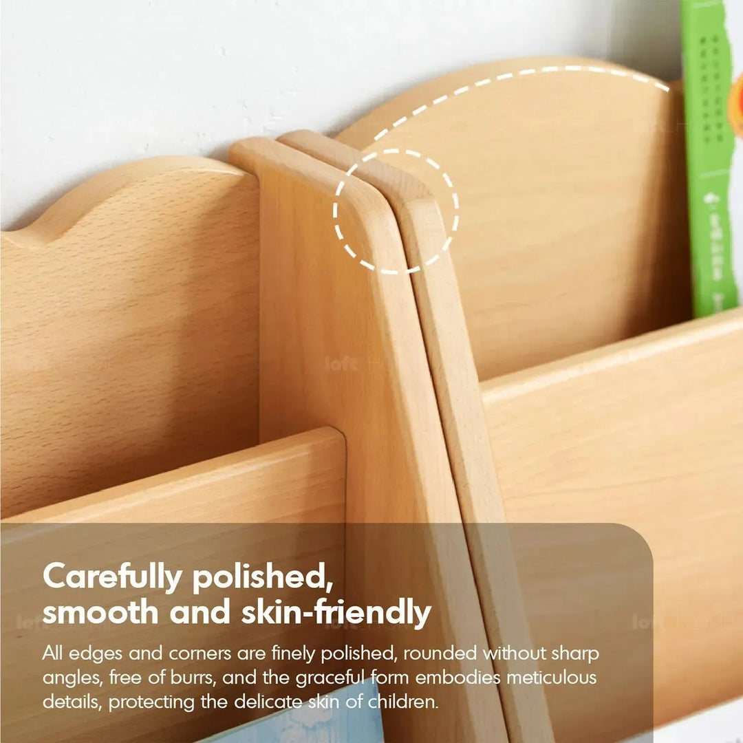 Scandinavian wood kids bookshelf 4 layers bear environmental situation.