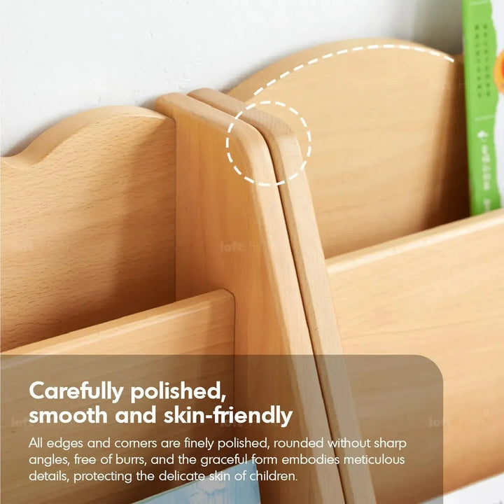 Scandinavian wood kids bookshelf 4 layers bear environmental situation.