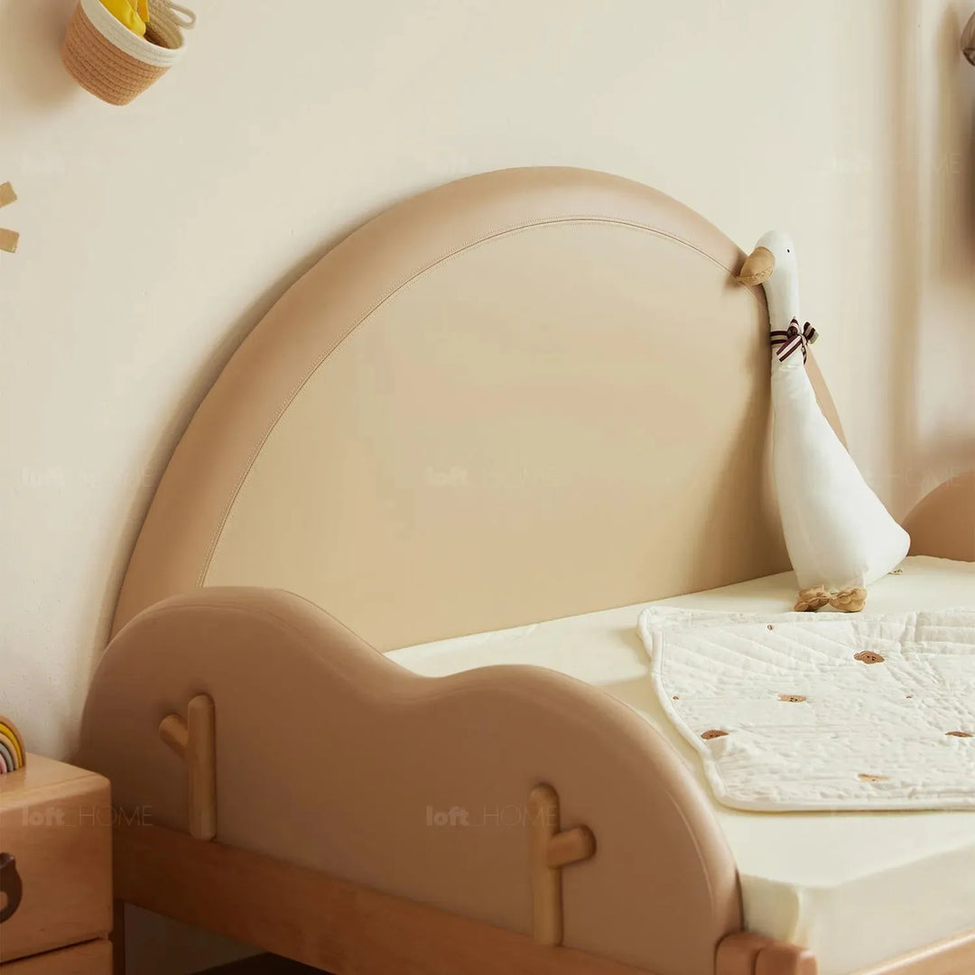 Scandinavian wood kids foldable bed deer in details.