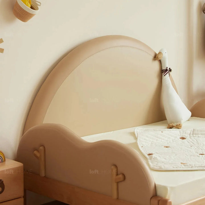Scandinavian wood kids foldable bed deer in details.