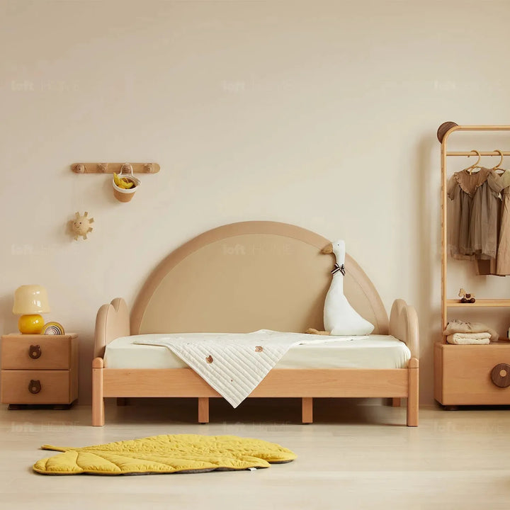 Scandinavian wood kids foldable bed deer material variants.
