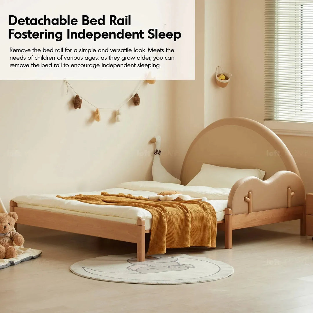 Scandinavian wood kids foldable bed deer in panoramic view.