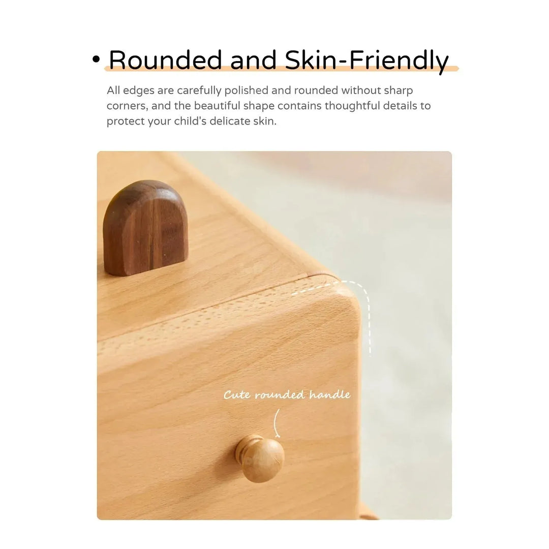 Scandinavian wood kids side table momo in panoramic view.