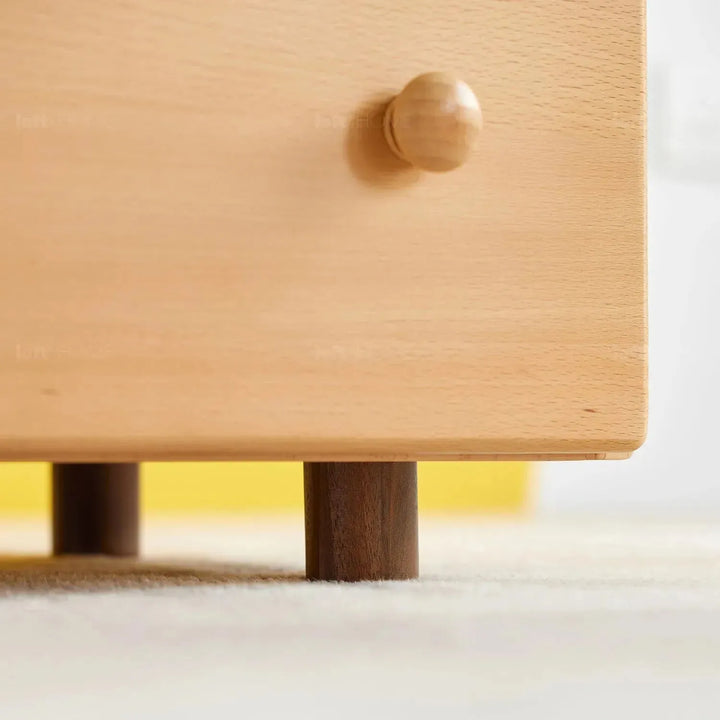 Scandinavian wood kids side table momo in real life style.