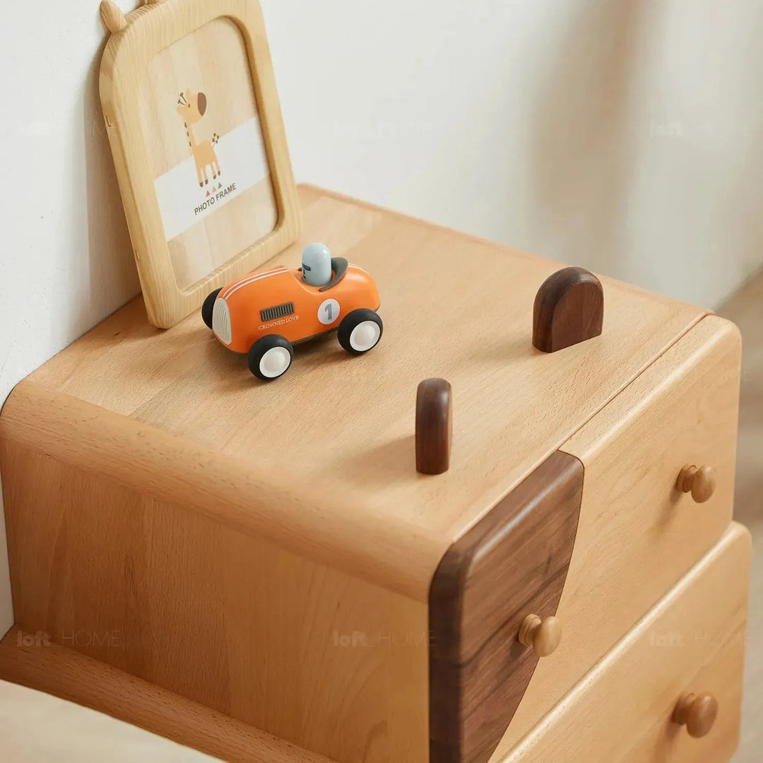 Scandinavian wood kids side table momo material variants.