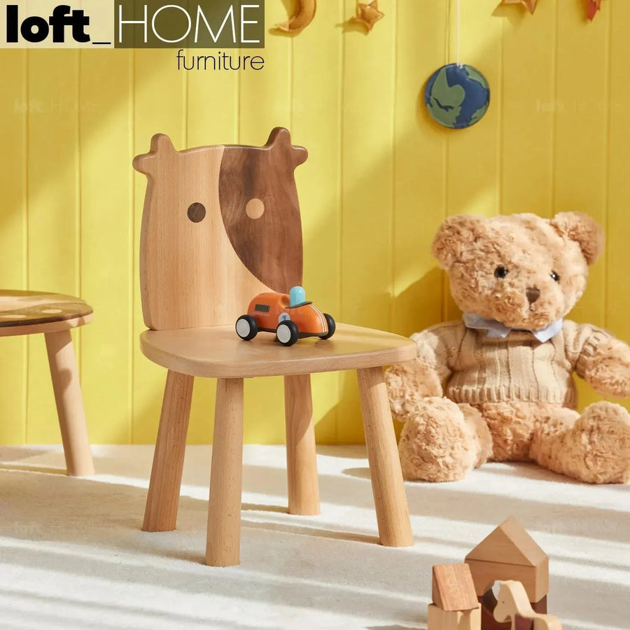 Scandinavian wood kids dining chair momo primary product view.