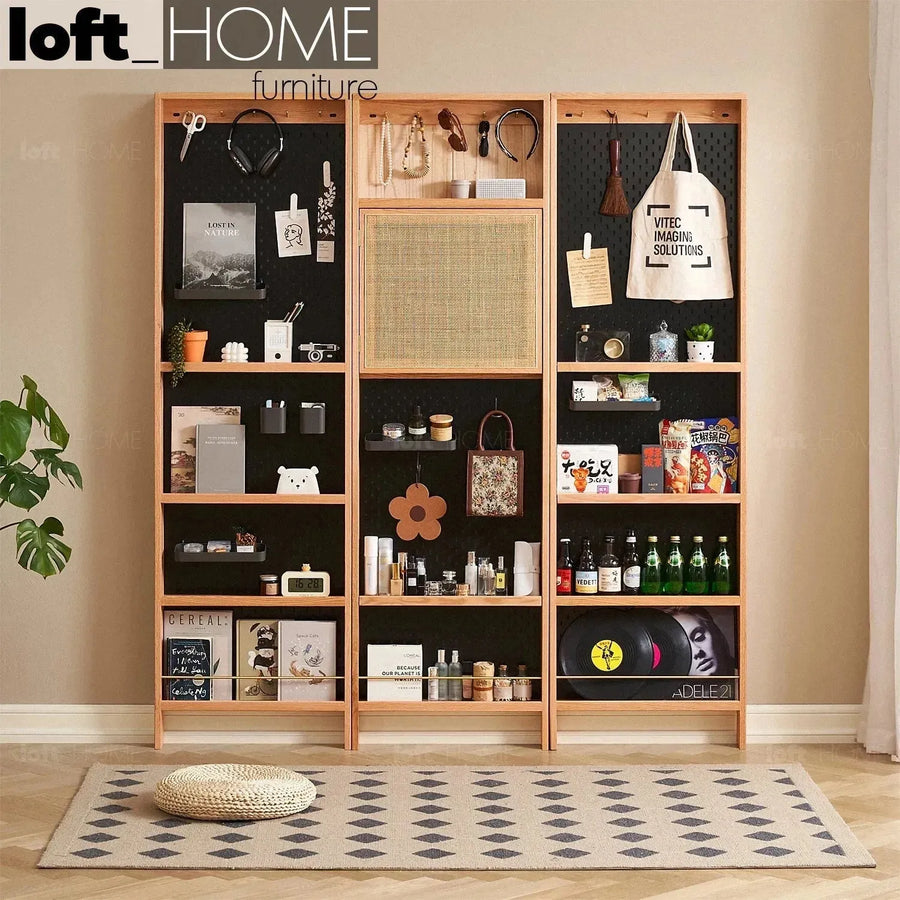 Scandinavian wood display shelf chic slim primary product view.