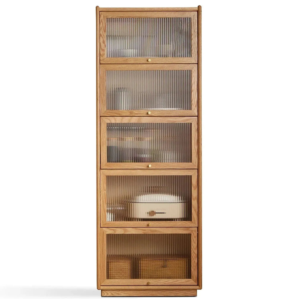 Scandinavian wood side cabinet urban in white background.