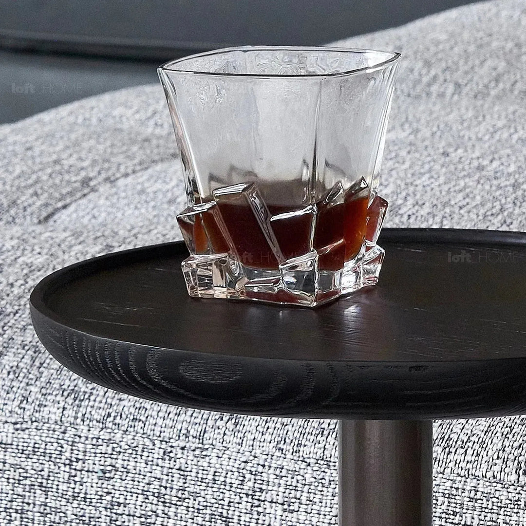Japandi wood side table lumen in details.