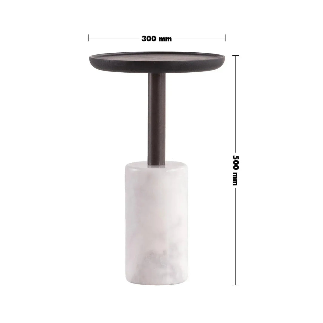 Japandi wood side table lumen size charts.
