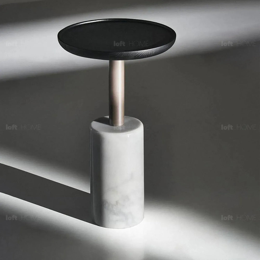 Japandi wood side table lumen color swatches.
