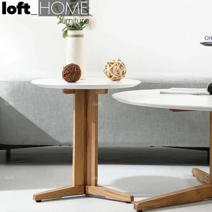 Modern wood side table nick primary product view.