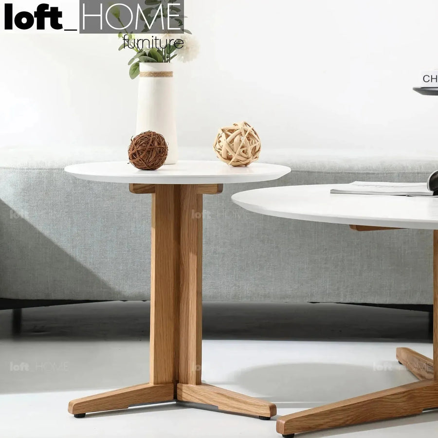 Modern wood side table nick primary product view.