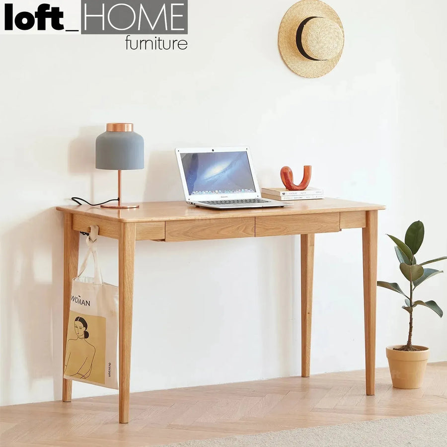 Scandinavian wood study table belle primary product view.