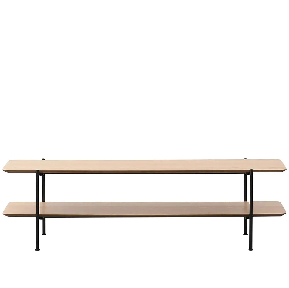 Industrial wood tv console carlos in white background.