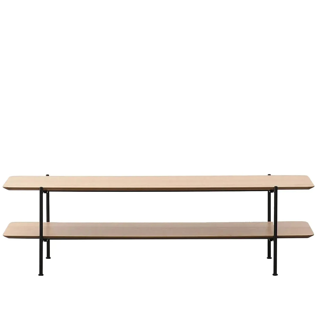 Industrial wood tv console carlos in white background.