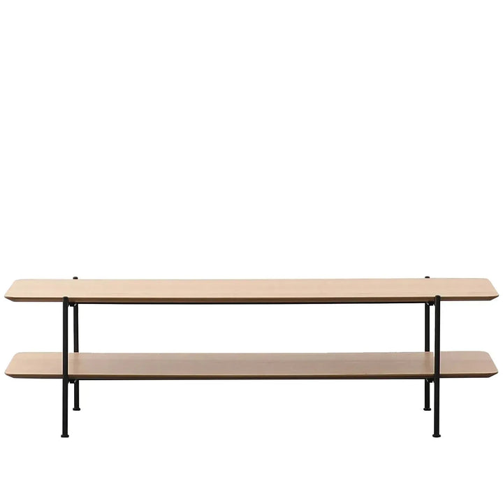 Industrial wood tv console carlos in white background.