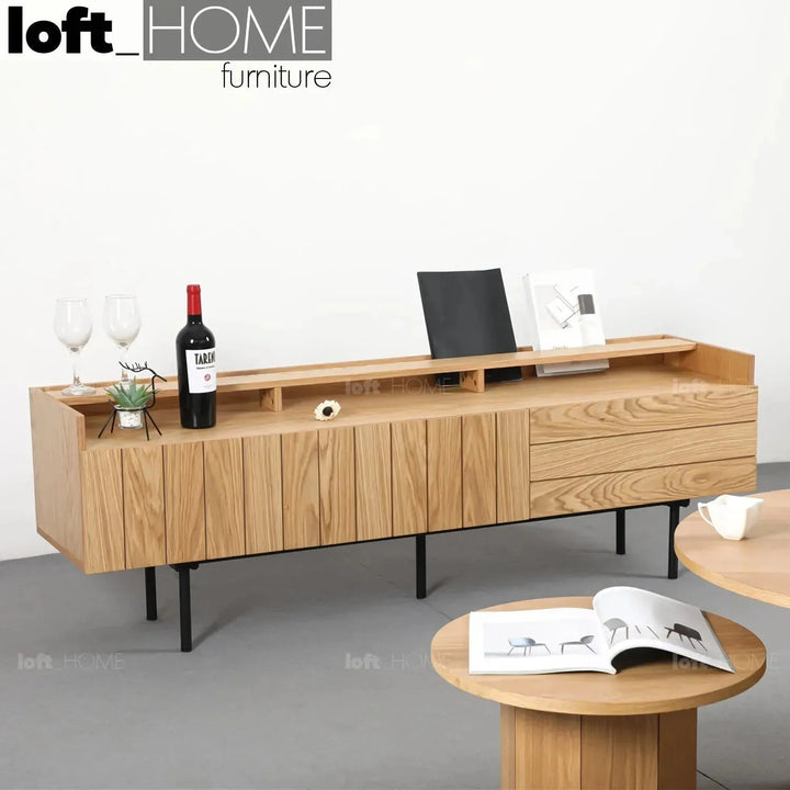 Modern wood tv console lumi color swatches.