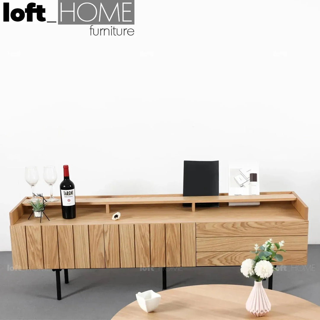 Modern wood tv console lumi material variants.