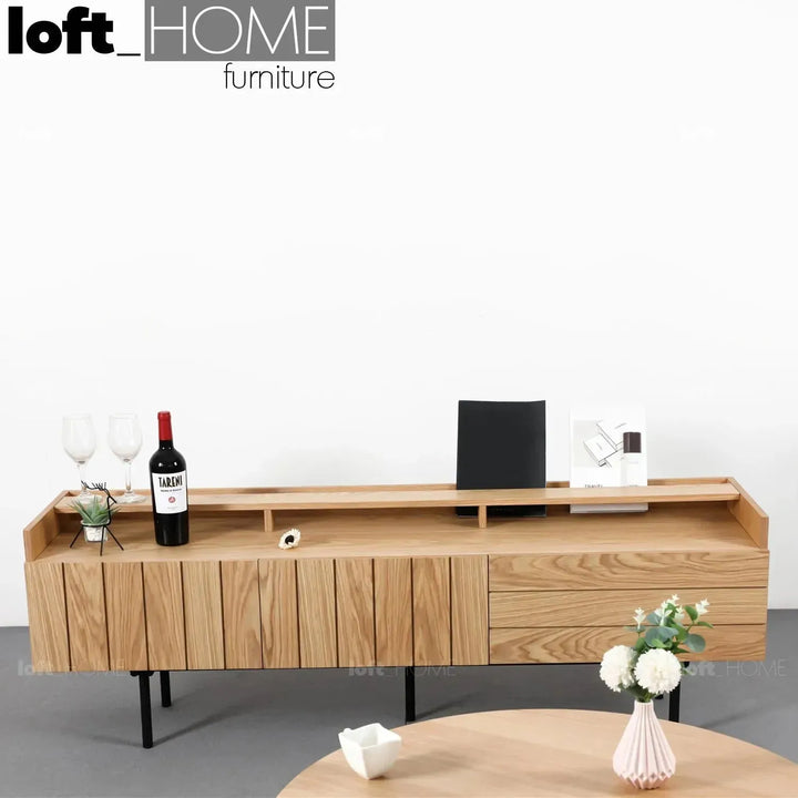 Modern wood tv console lumi material variants.