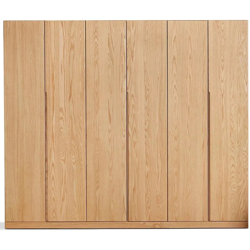 Scandinavian wood wardrobe belle in white background.