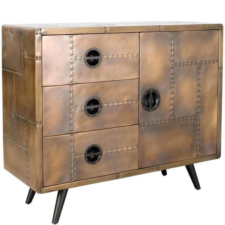 Industrial aluminium drawer storage cabinet jetbrass color swatches.
