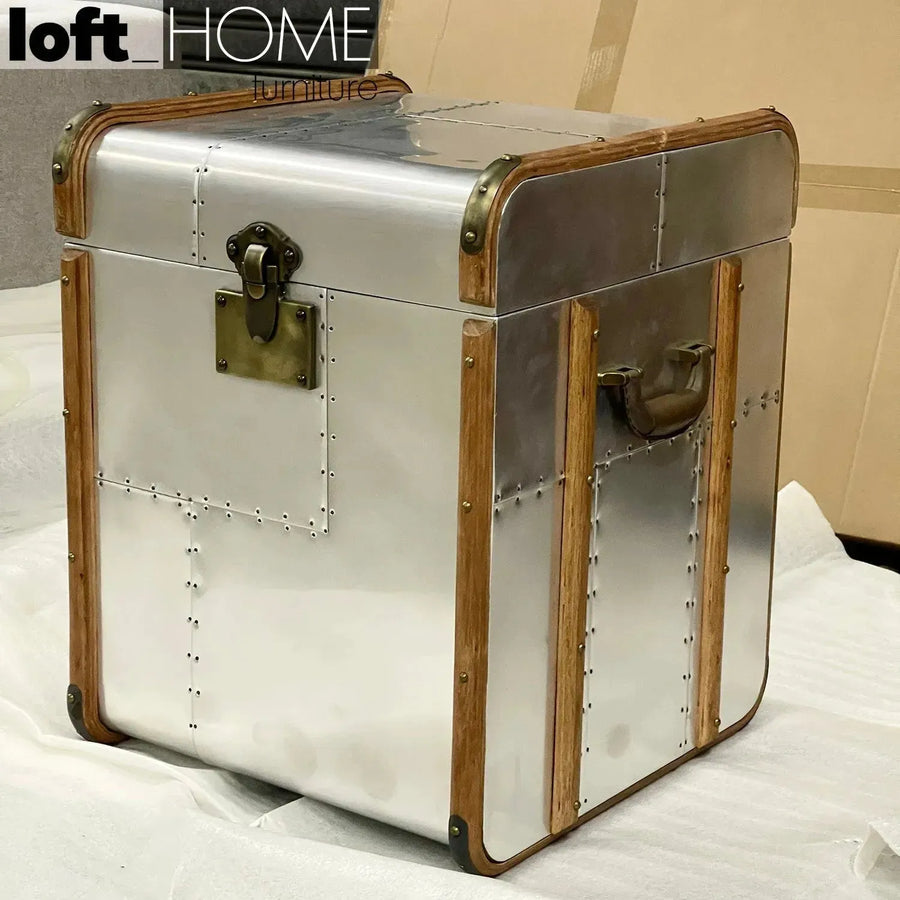 Industrial aluminium side table storage box richards' trunk s primary product view.