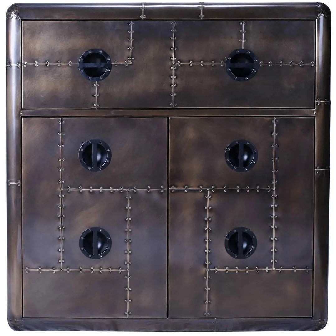 Industrial aluminium storage cabinet and study desk jetbrass in details.