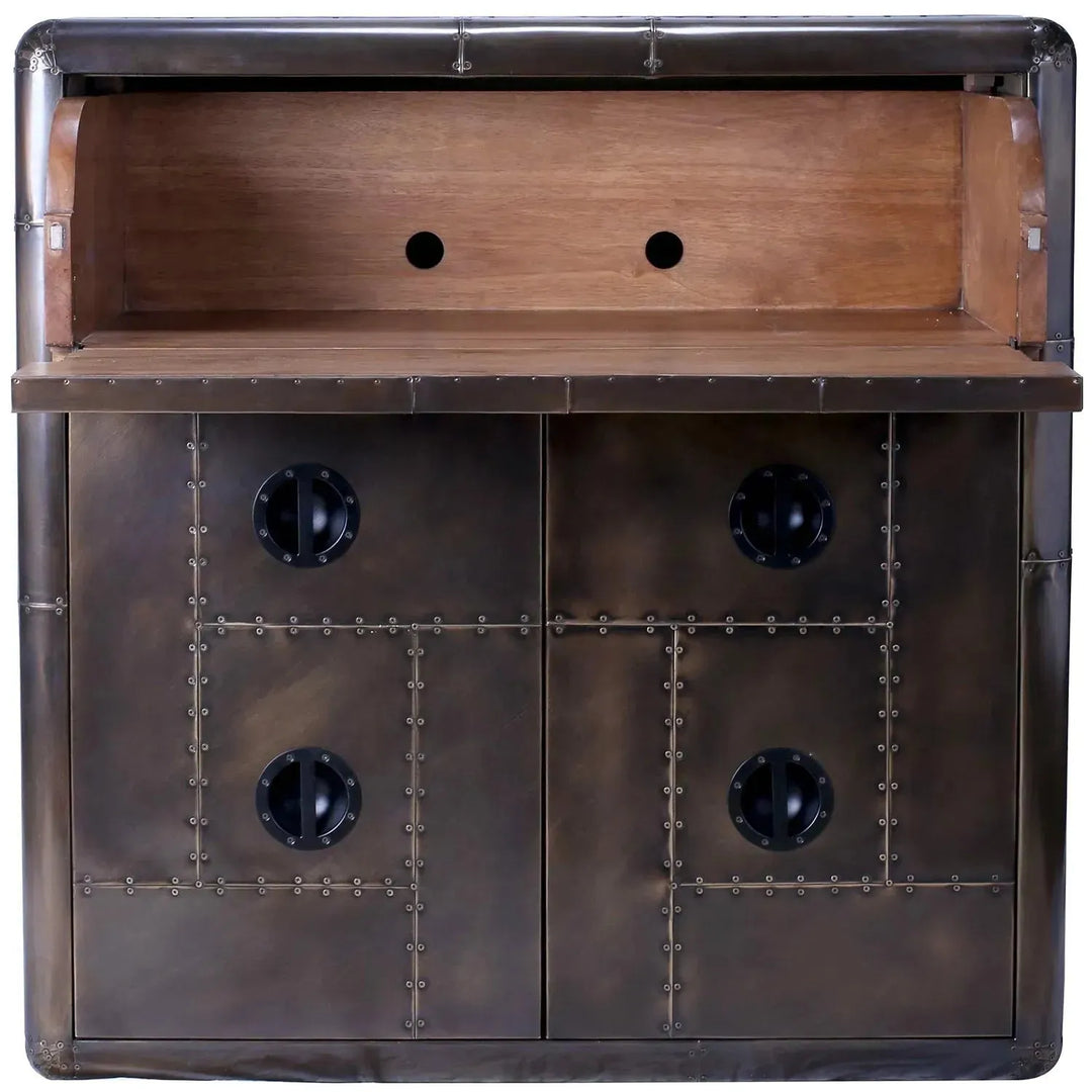 Industrial aluminium storage cabinet and study desk jetbrass with context.