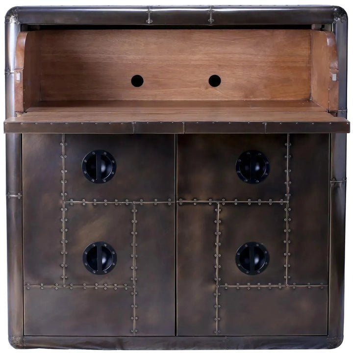 Industrial aluminium storage cabinet and study desk jetbrass with context.