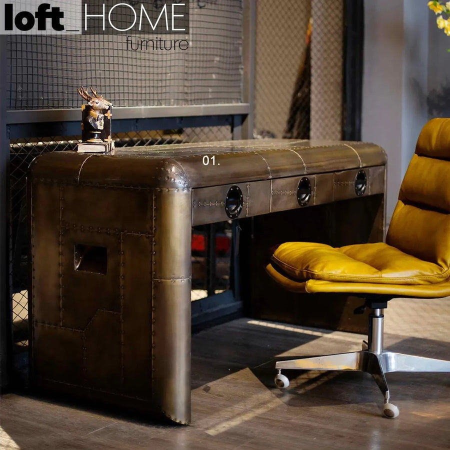 Industrial aluminium study table aircraft brass primary product view.