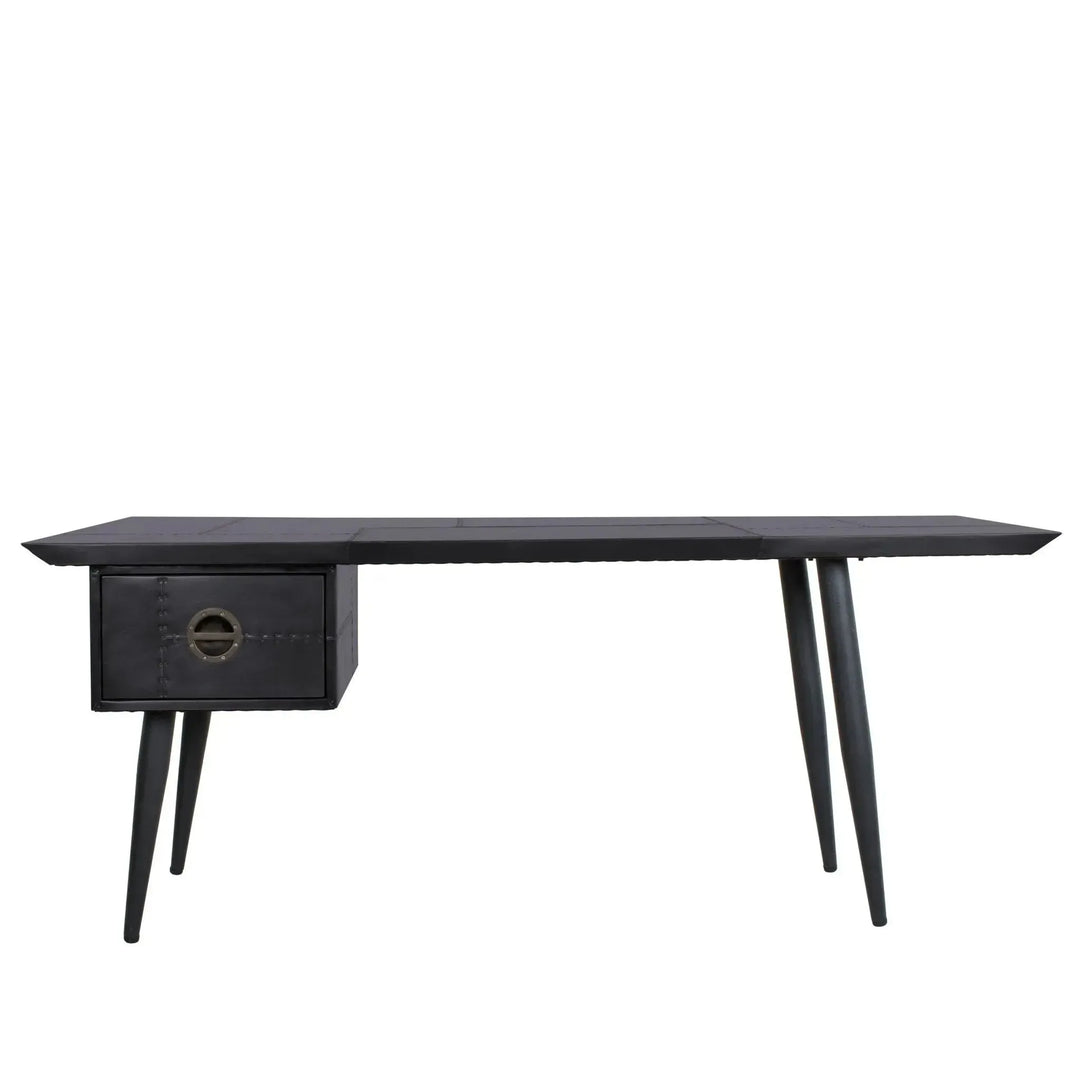 Industrial aluminium study table jetbrass in details.