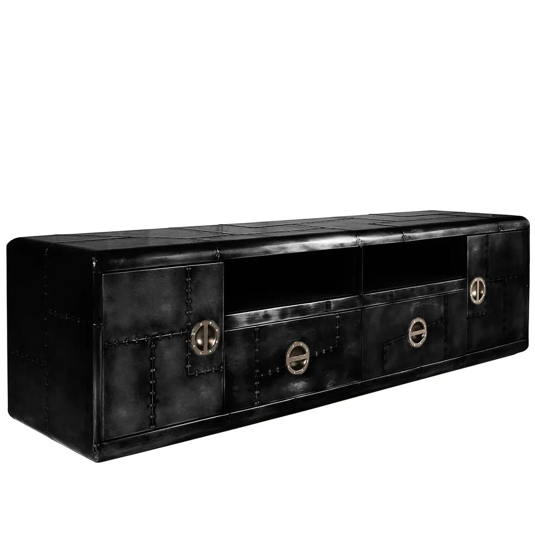 Industrial aluminium tv console gareth in real life style.