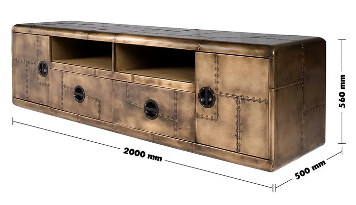 Industrial aluminium tv console gareth size charts.