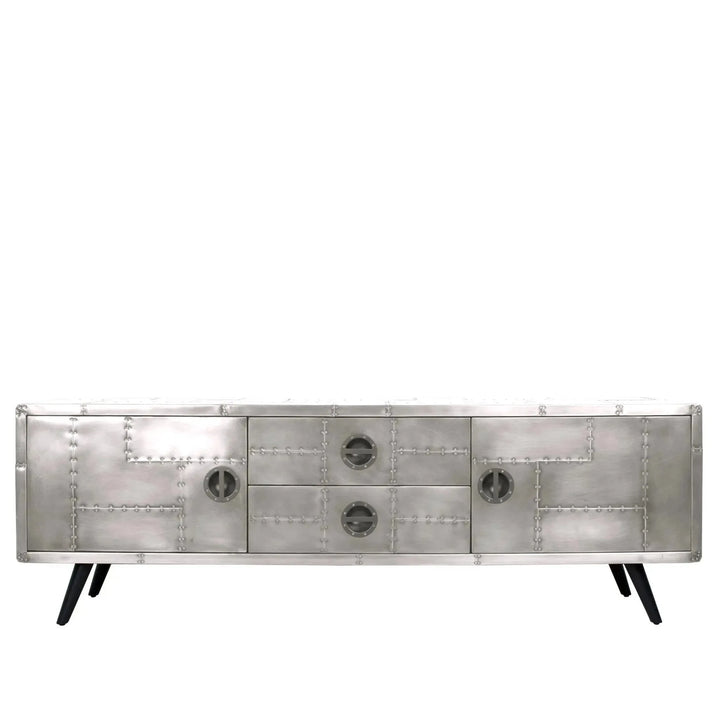 Industrial aluminium tv console jetbrass in details.
