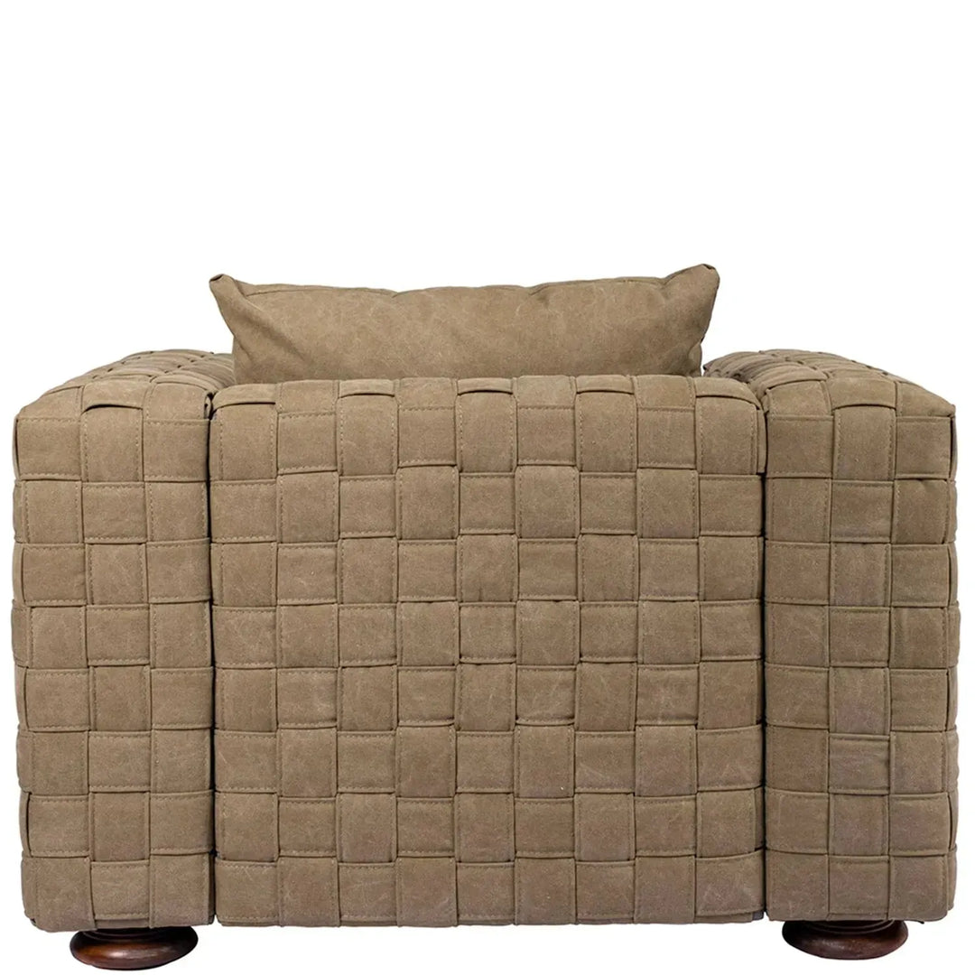 Vintage canvas 1 seater sofa martin in close up details.