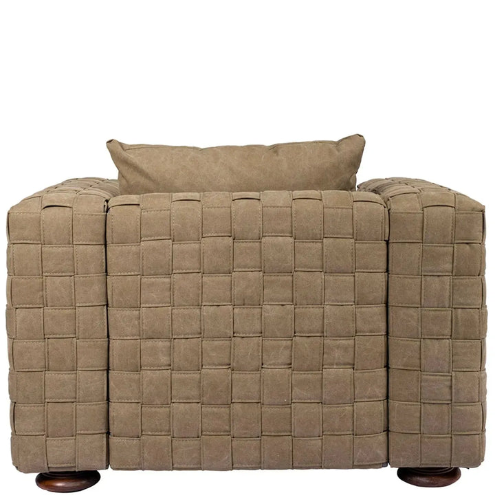 Vintage canvas 1 seater sofa martin in close up details.