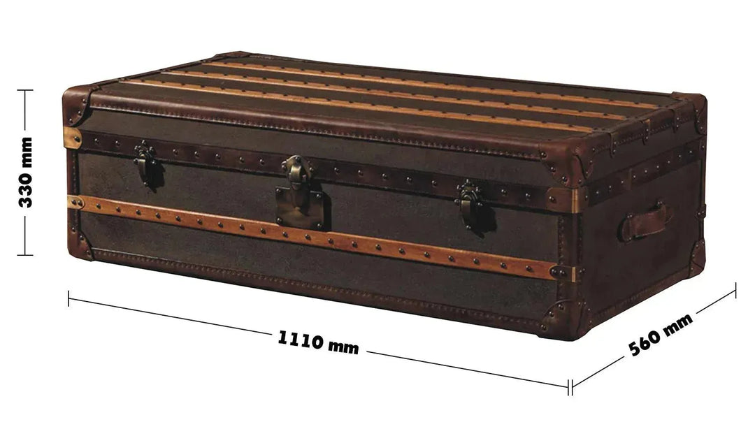 Vintage canvas coffee table storage box cowboy size charts.