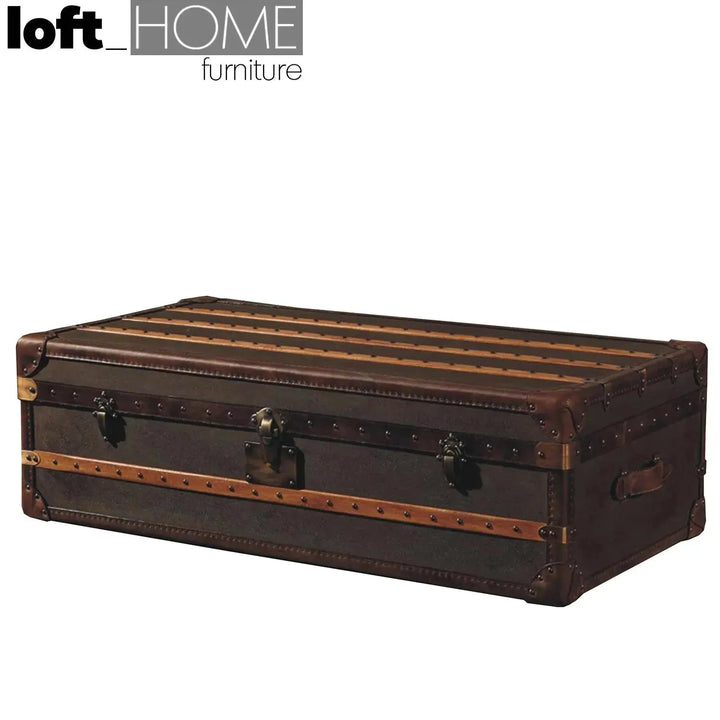 Vintage canvas coffee table storage box cowboy in details.