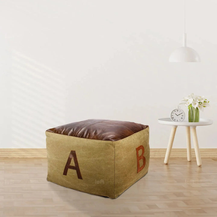Vintage canvas ottoman alphabet in real life style.